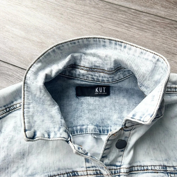 Kut From the Kloth Light Wash Distressed Jean Jacket - Picture 9 of 16